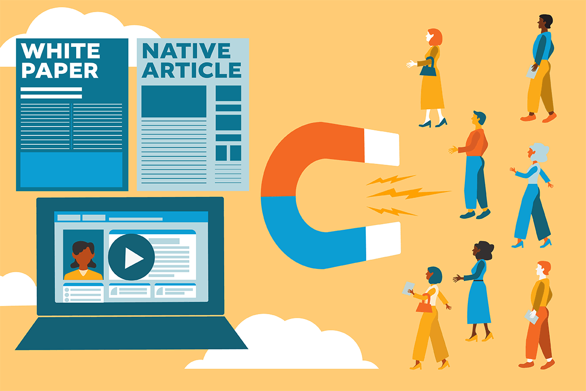 White paper and native article acting as a magnet for a crowd